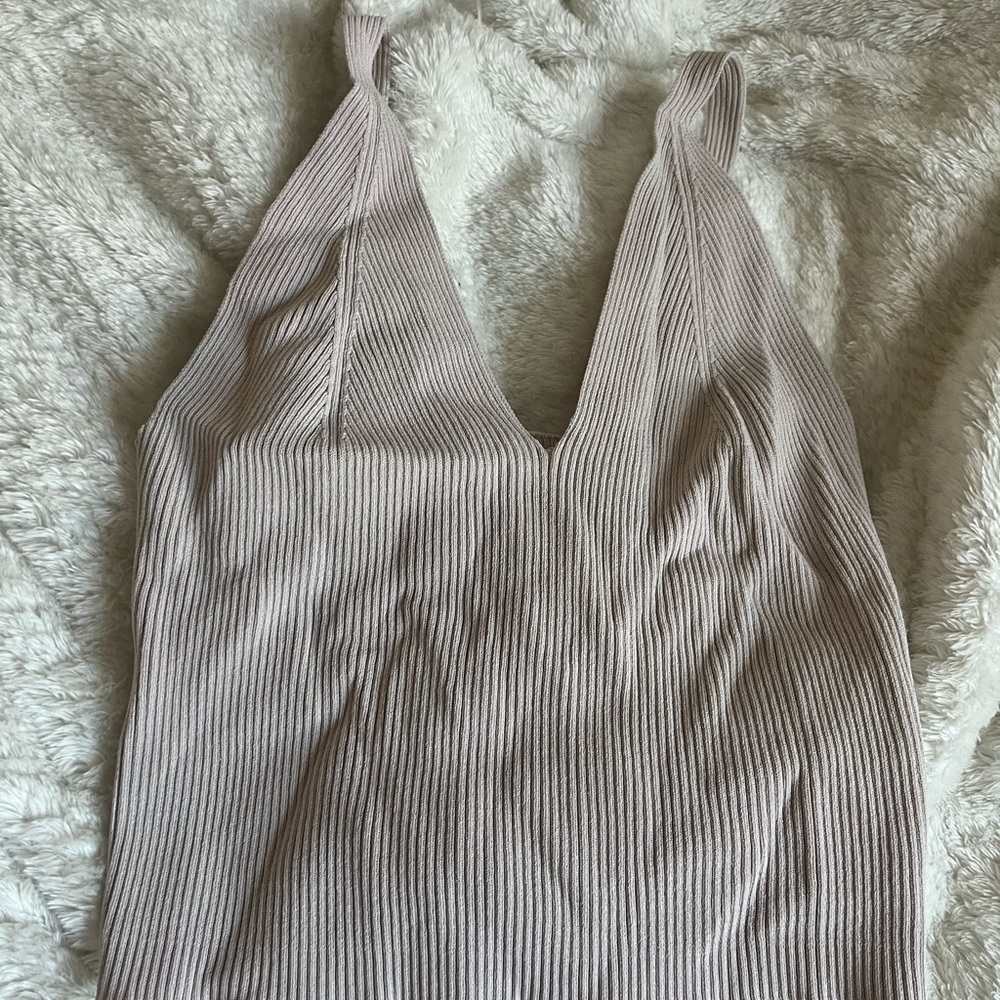 Elegant Cream Ribbed Women's Top